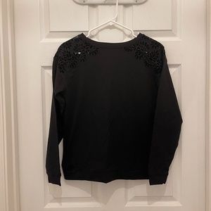 Loft velvet Cutout embellished Sweatshirt